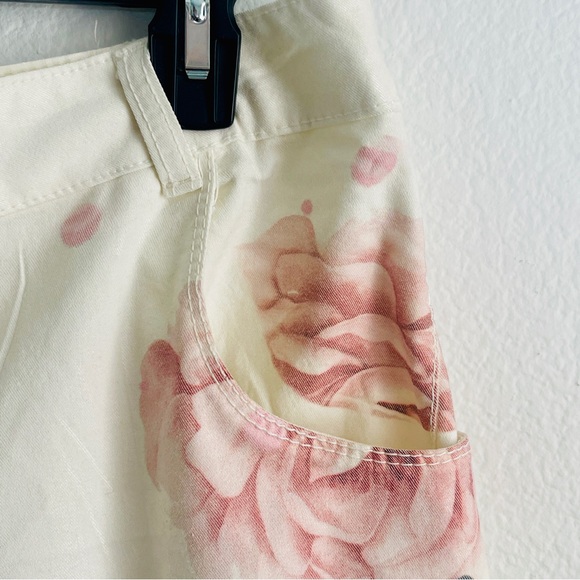 Made in Italy Summer pants CRUSH jeans white flower rose butterflies writing - Picture 14 of 17